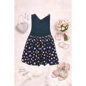 Jessica McClintock Wms Vintage Prom Dress 7 Black Rainbow Sequin 80s Goldbergs